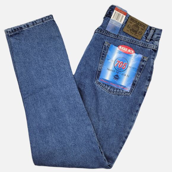 Bugle Boy Jeans Women's 12 Blue Denim Vintage 90s Rigid 100% Cotton High Rise - Picture 1 of 13